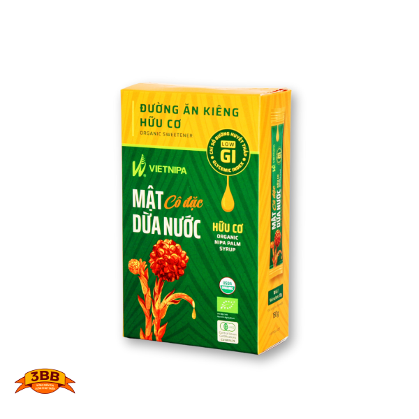 Mật Dừa Nước Cô Đặc Hữu Cơ VIETNIPA - Hộp 10 gói
