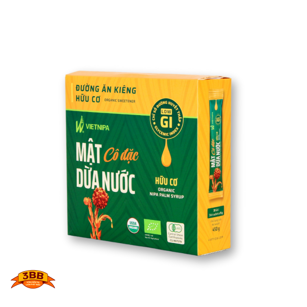 Mật Dừa Nước Cô Đặc Hữu Cơ VIETNIPA - Hộp 30 gói