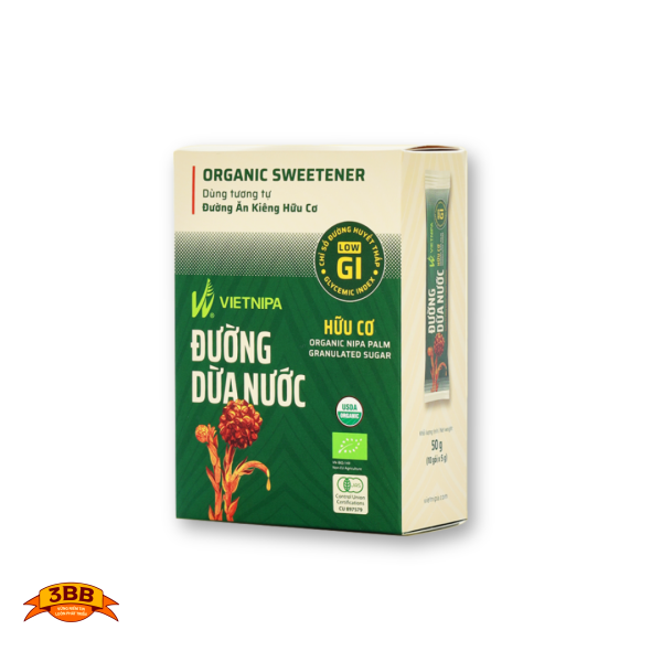 Đường Dừa Nước Hữu Cơ VIETNIPA - Hộp 10 gói