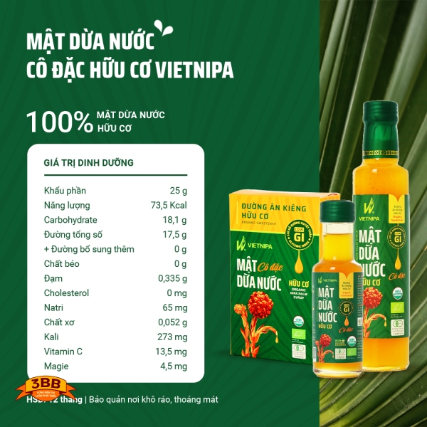 Mật Dừa Nước Cô Đặc Hữu Cơ VIETNIPA - 7kg