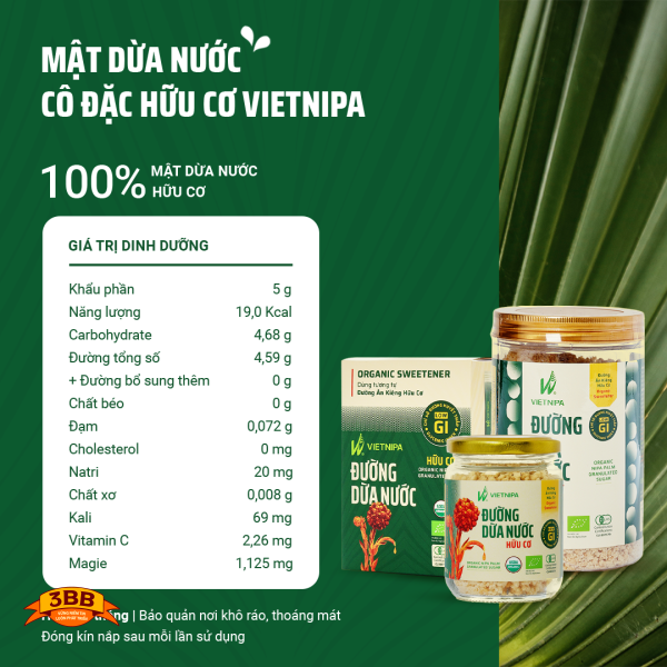 Đường Dừa Nước Hữu Cơ VIETNIPA - 350g