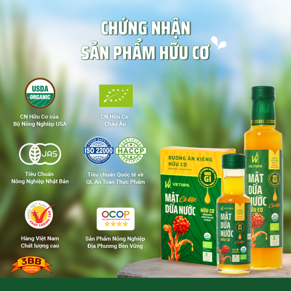 Mật Dừa Nước Cô Đặc Hữu Cơ VIETNIPA - 375g