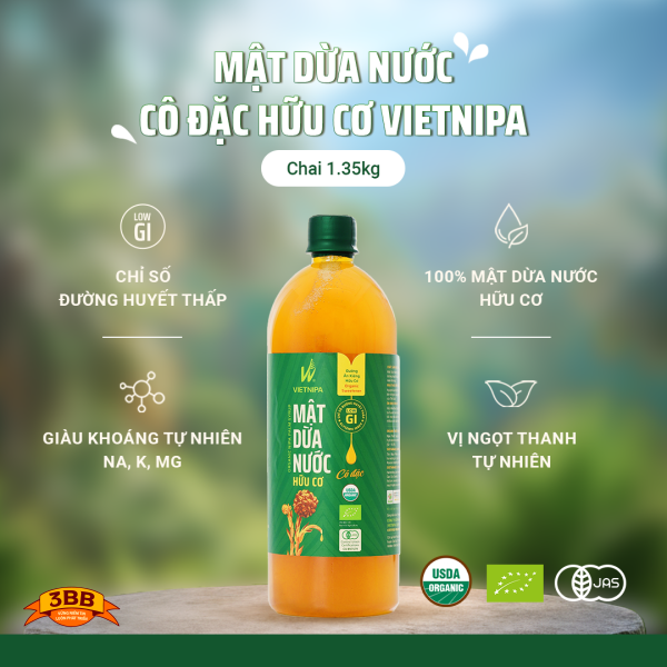 Mật Dừa Nước Cô Đặc Hữu Cơ VIETNIPA - 1.35kg