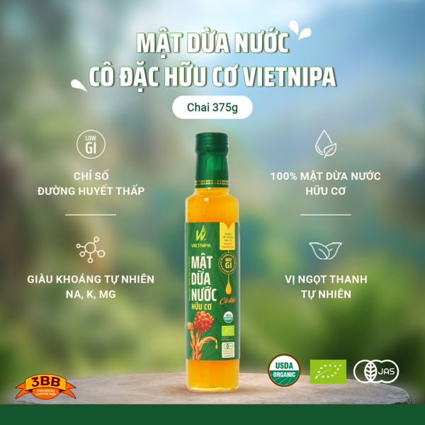 Mật Dừa Nước Cô Đặc Hữu Cơ VIETNIPA - 375g
